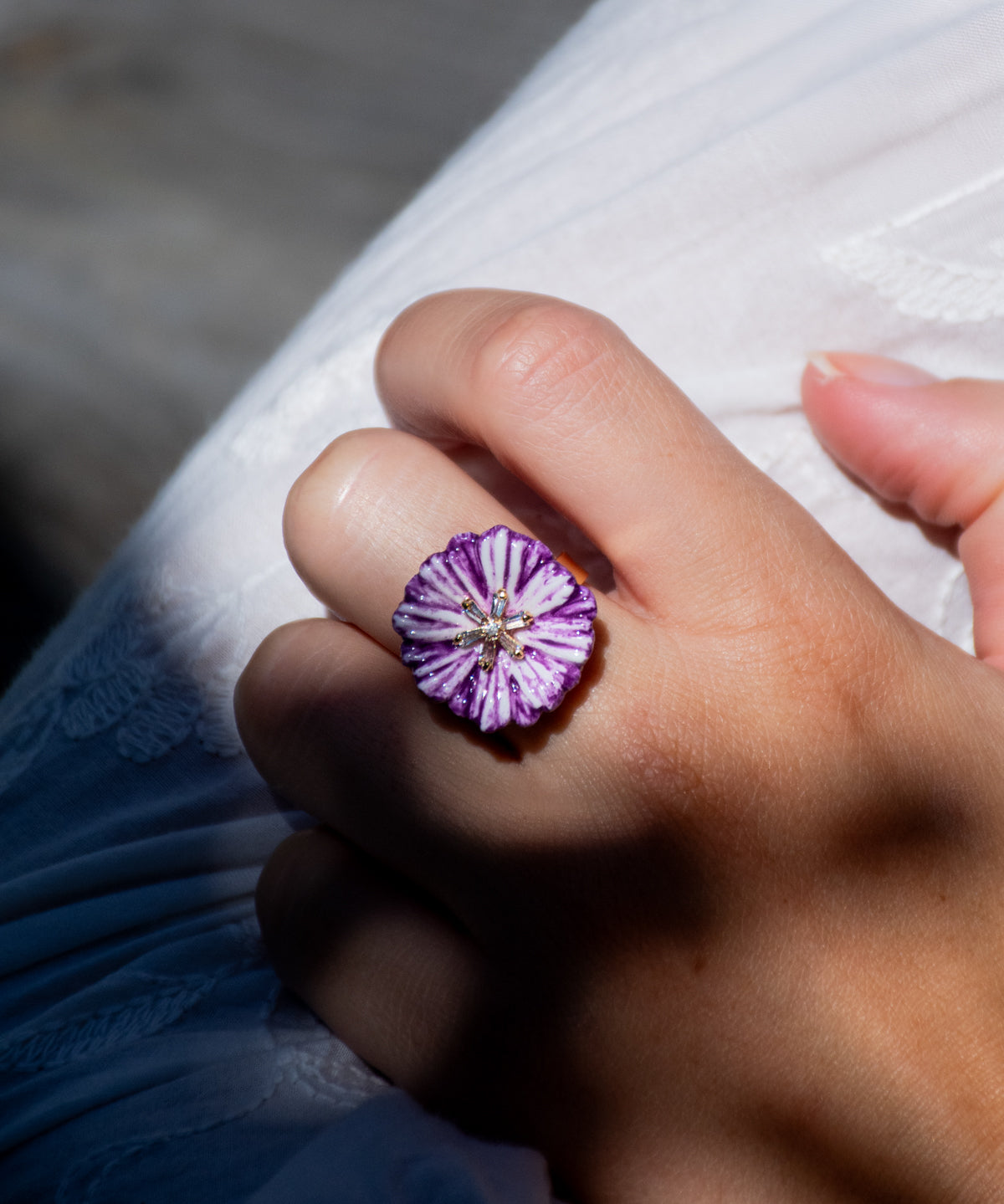 Bague chardon violet