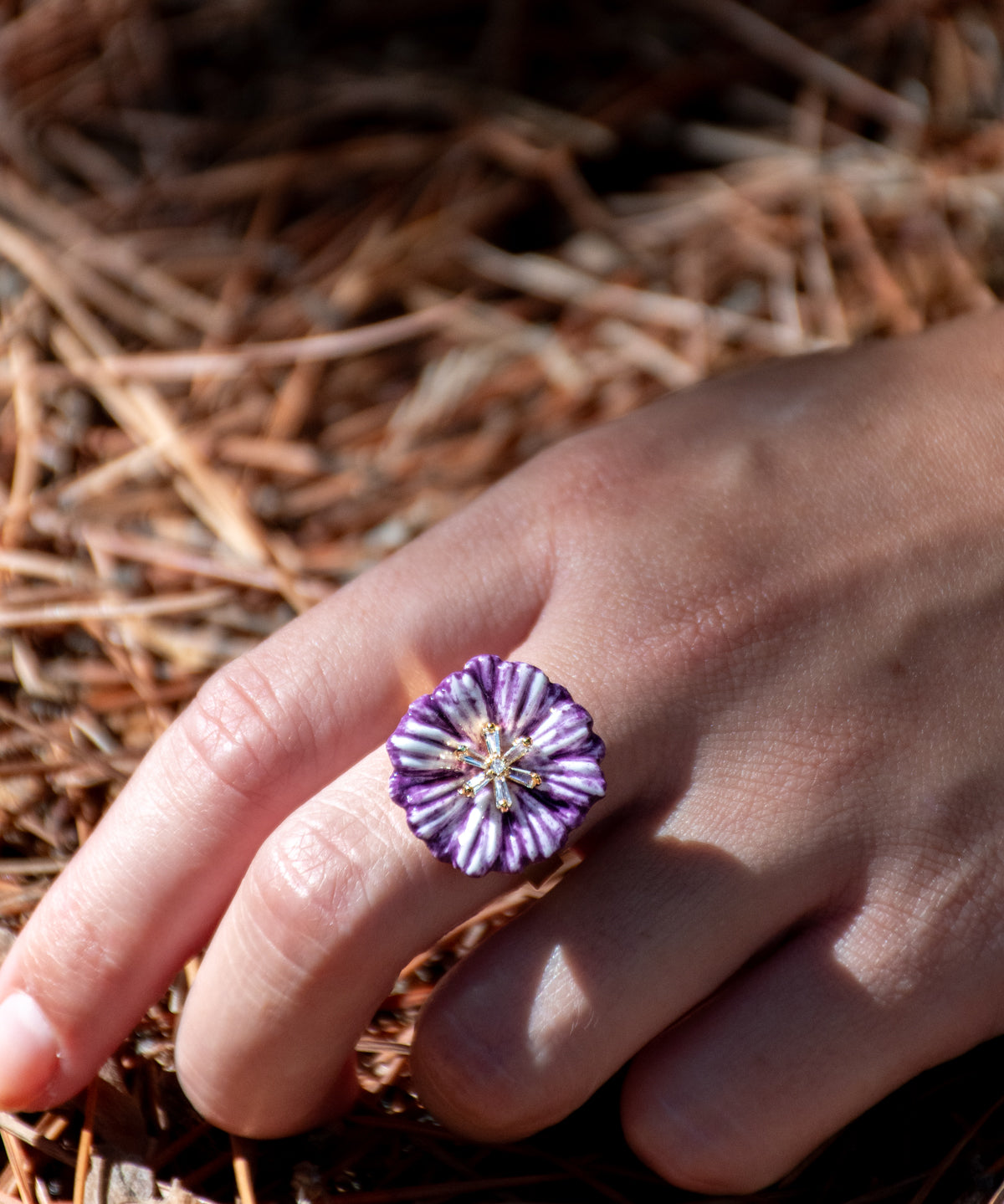Bague chardon violet