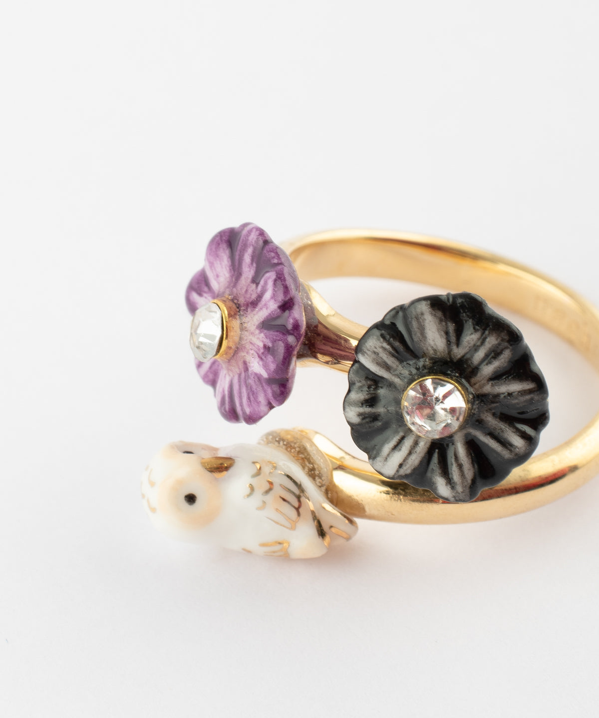 Bague chouette et chardons