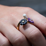 Bague chouette et chardons
