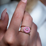 Bague double anneau chardon rose