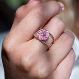 Bague double anneau chardon rose