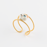 Bague double anneau chat tabby