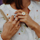 Bague chat porcelaine laiton doré