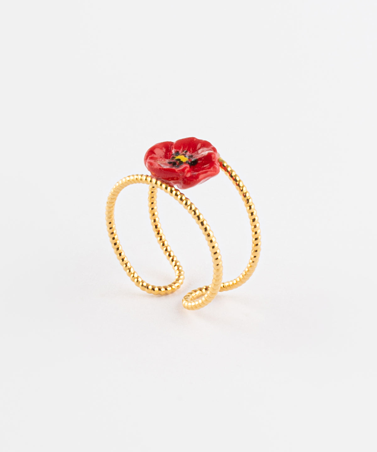 Bague double anneau coquelicot