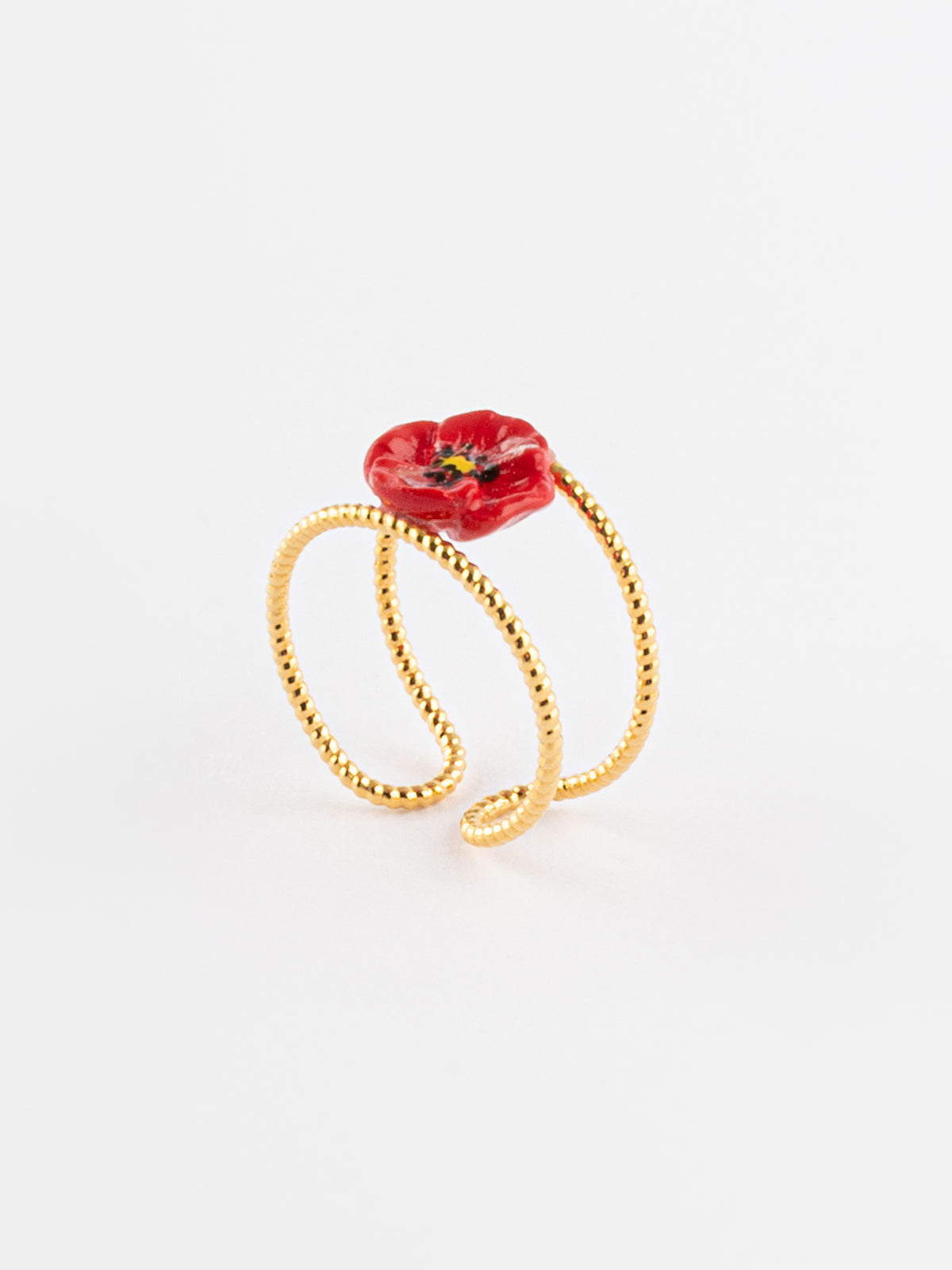 Bague double anneau coquelicot