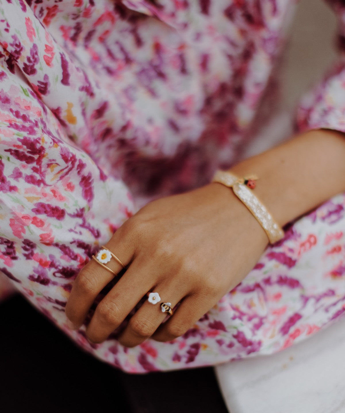 Bague en laiton doré marguerite