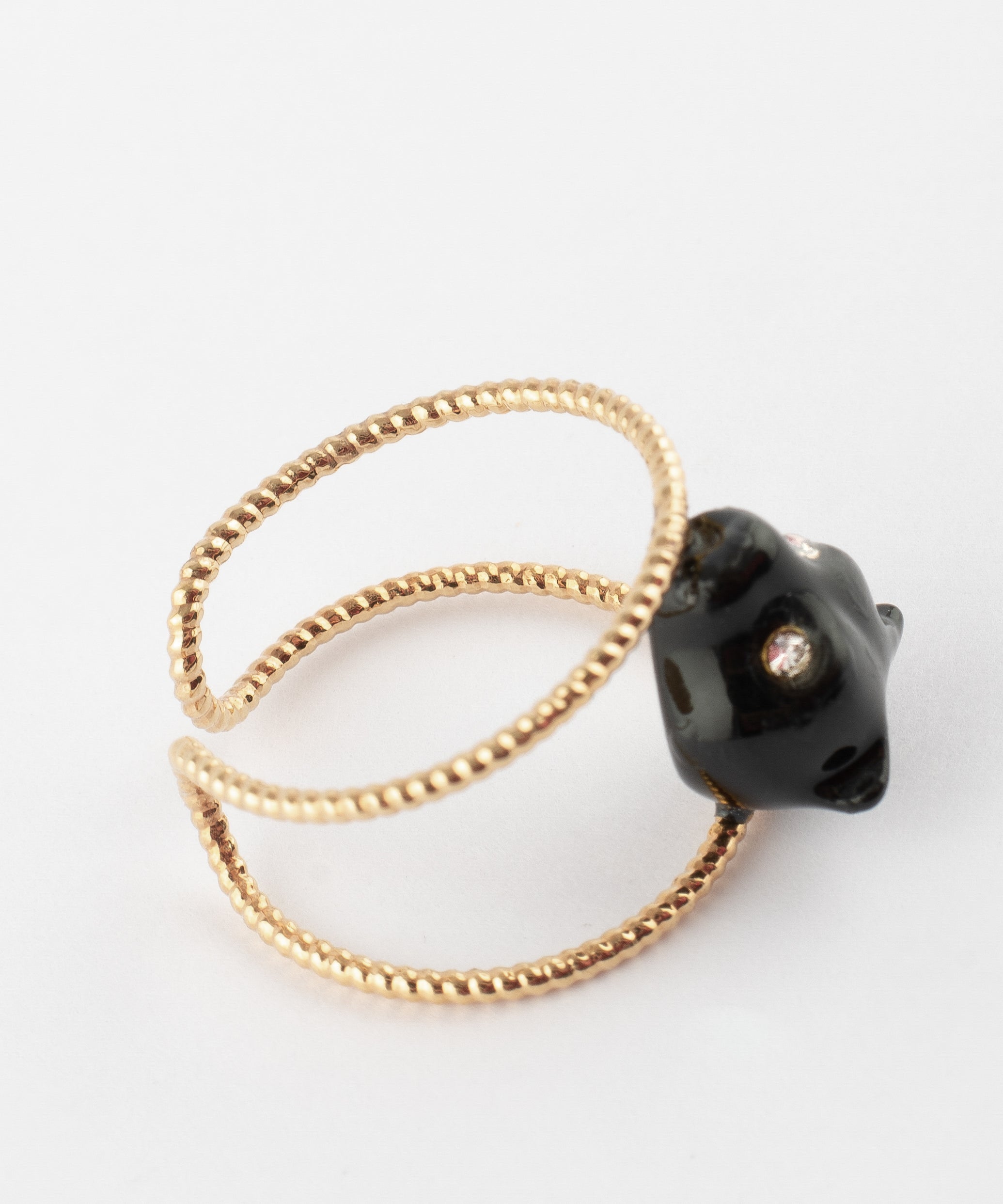 Bague double anneau panthère noire