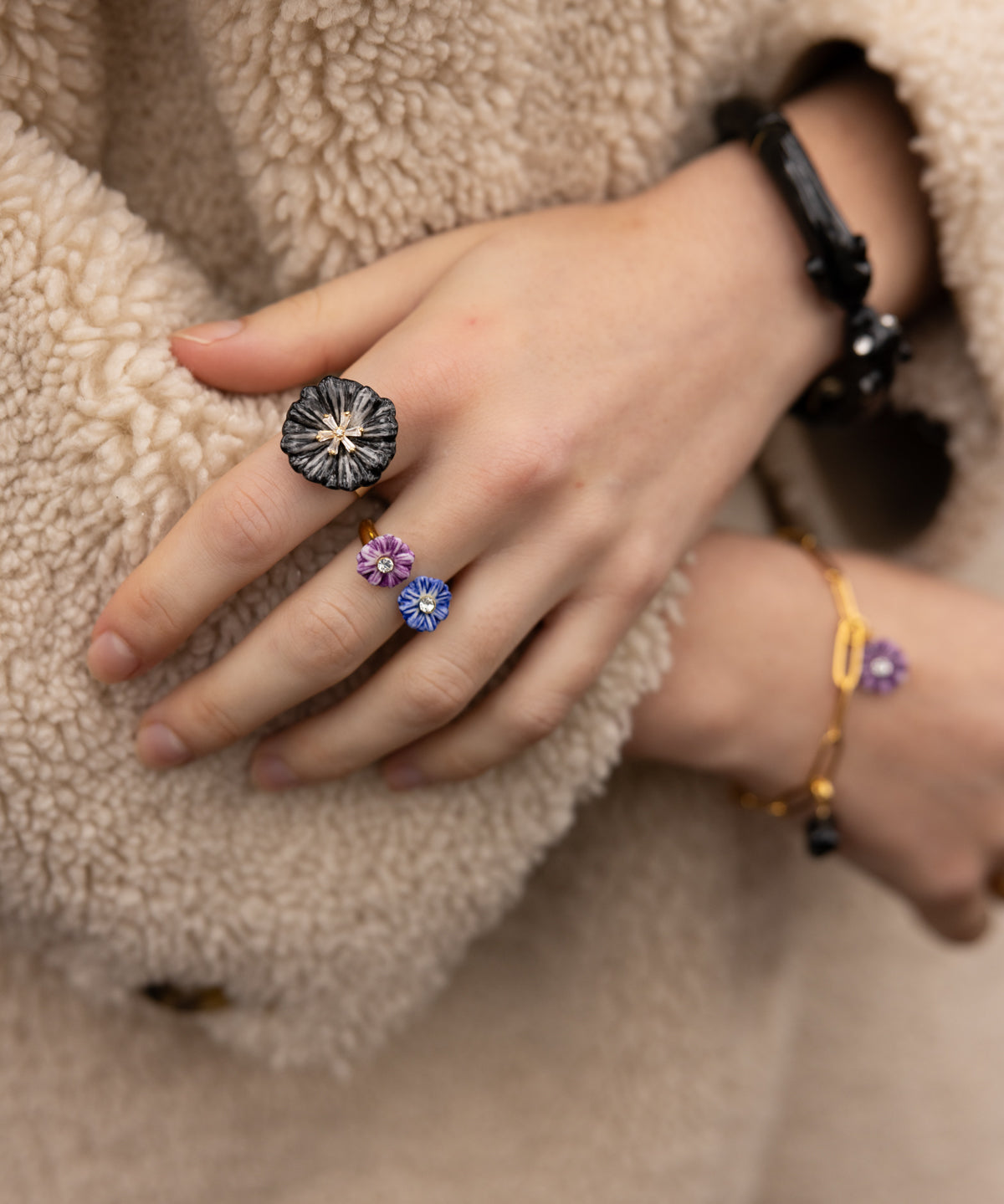 Bague FaceToFace chardons bleu & violet
