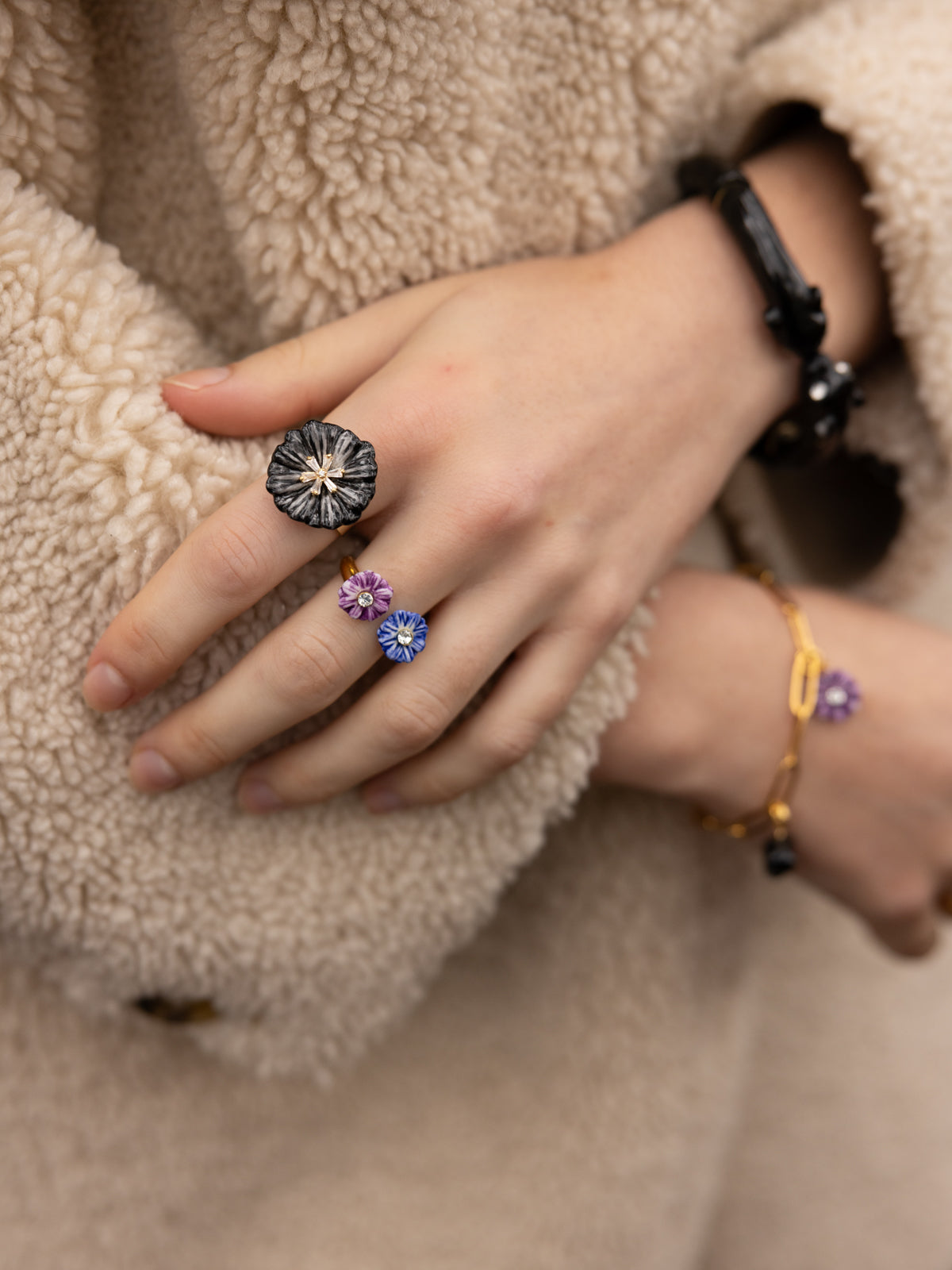 Bague FaceToFace chardons bleu & violet