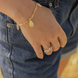 Bague FaceToFace oiseau bleu & fleur de poirier
