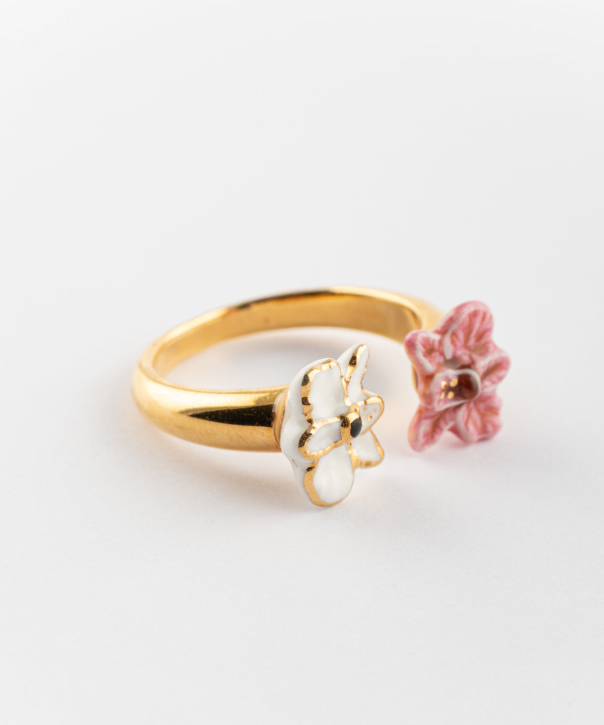 Bague FaceToFace orchidées rose & blanche