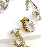 bague animal léopard porcelaine peint à la main