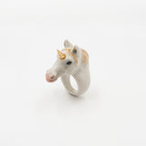 bague en porcelaine peinte à la main  animal licorne