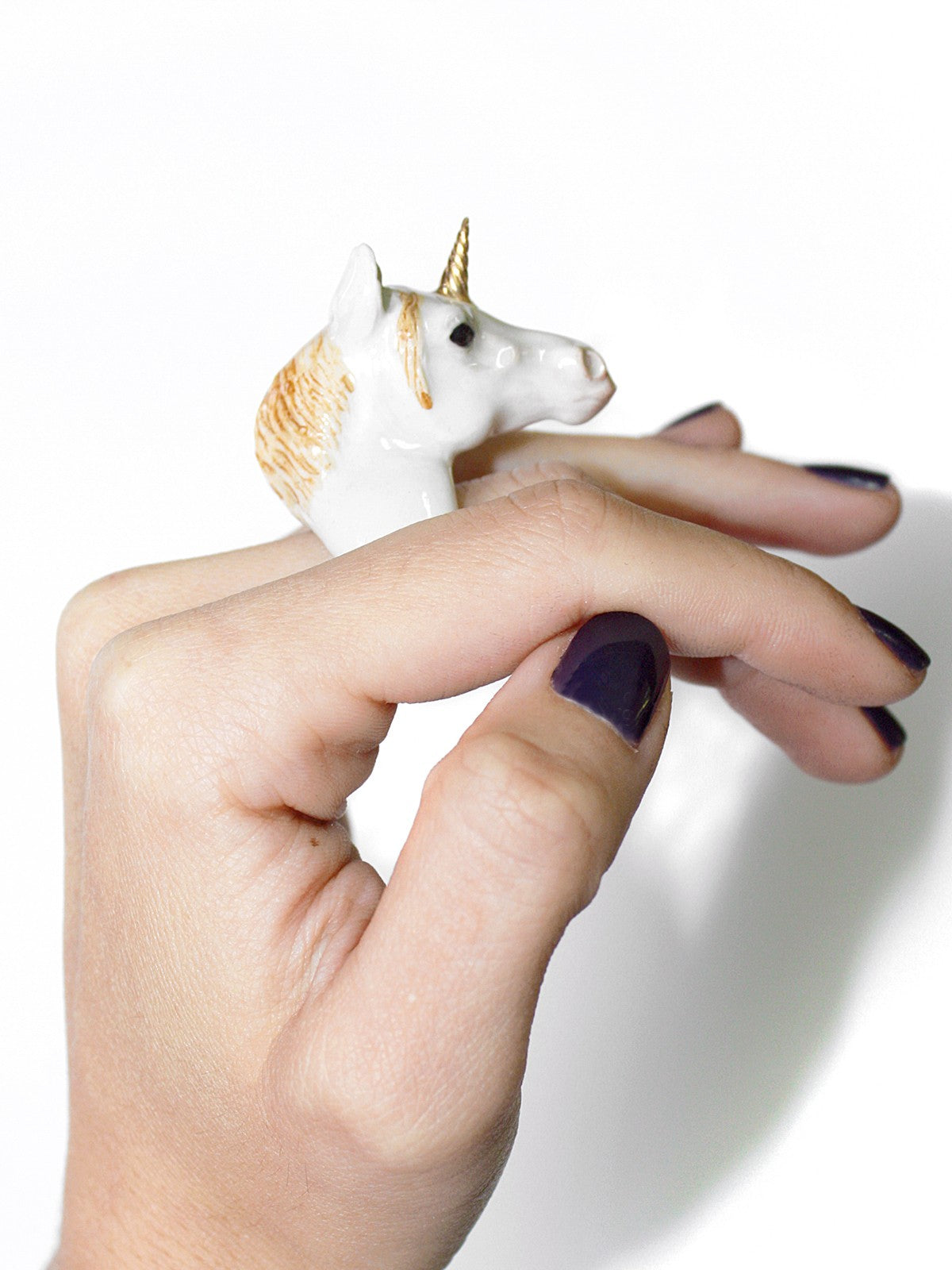 bague en porcelaine peinte à la main  animal licorne