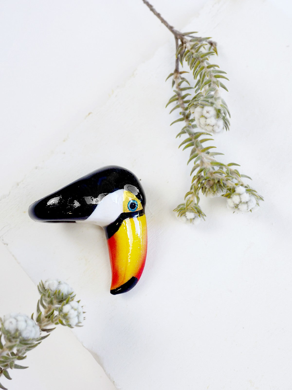 bague en porcelaine peinte à la main animal toucan