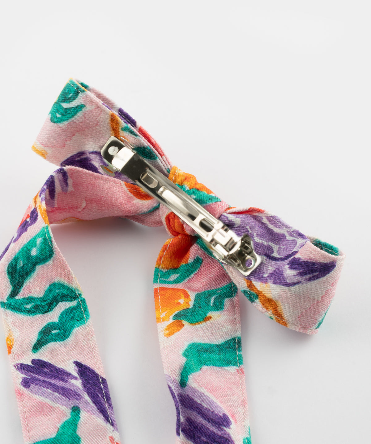 Barrette nœud upcyclée rose - Nach x Argile Studio
