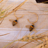 Boucles d'oreilles abeille ailes dorées