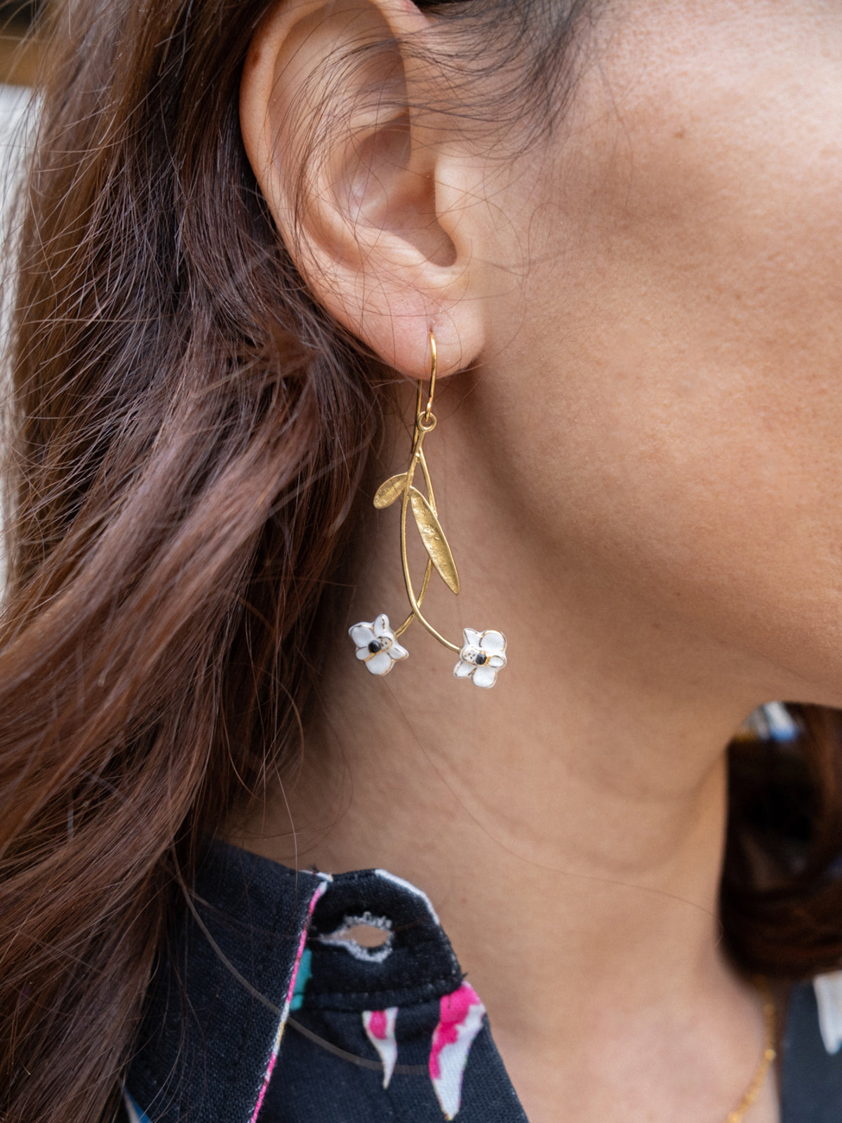 Boucles d'oreilles branche orchidée