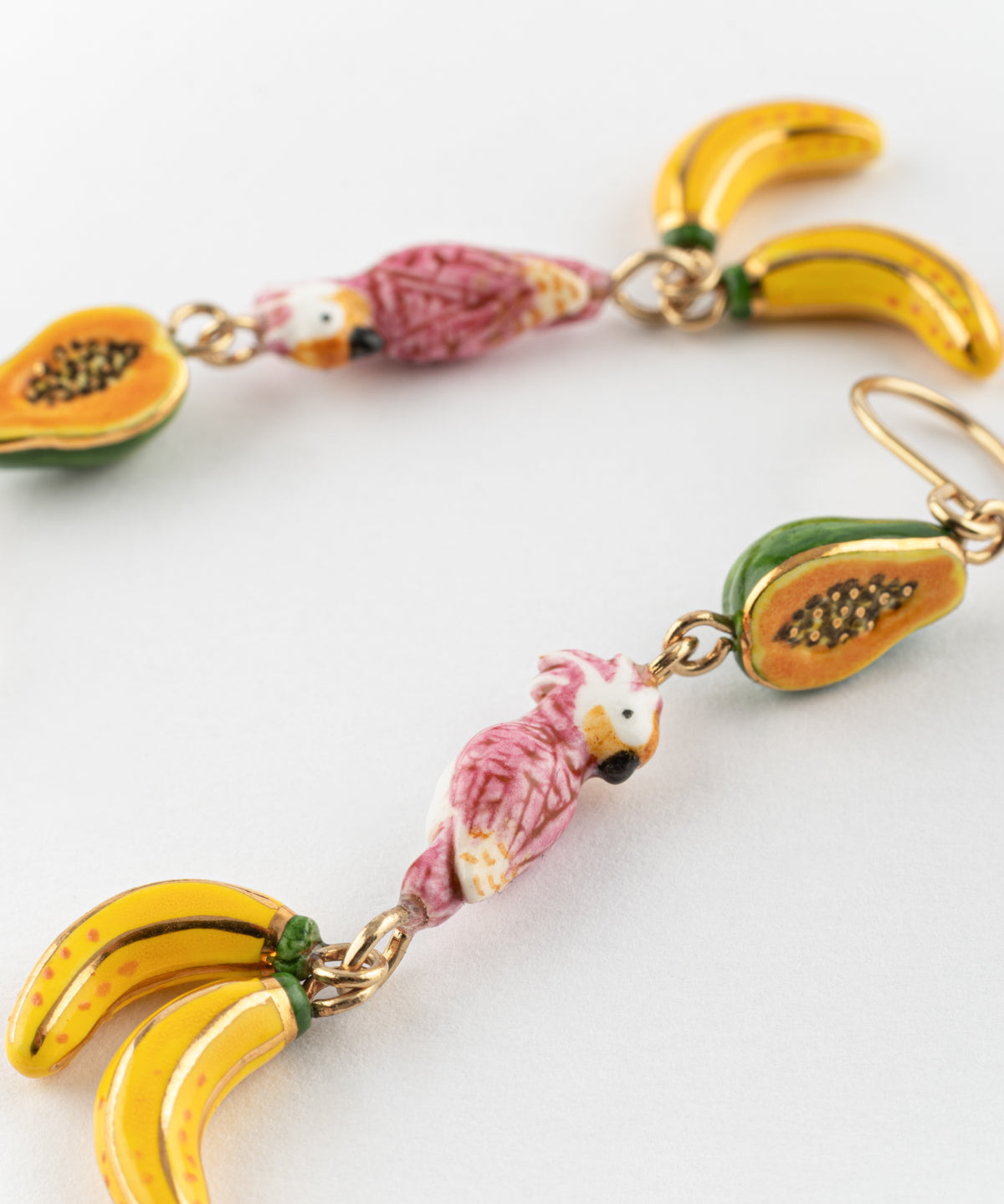 Boucles d'oreilles cacatoès & fruits