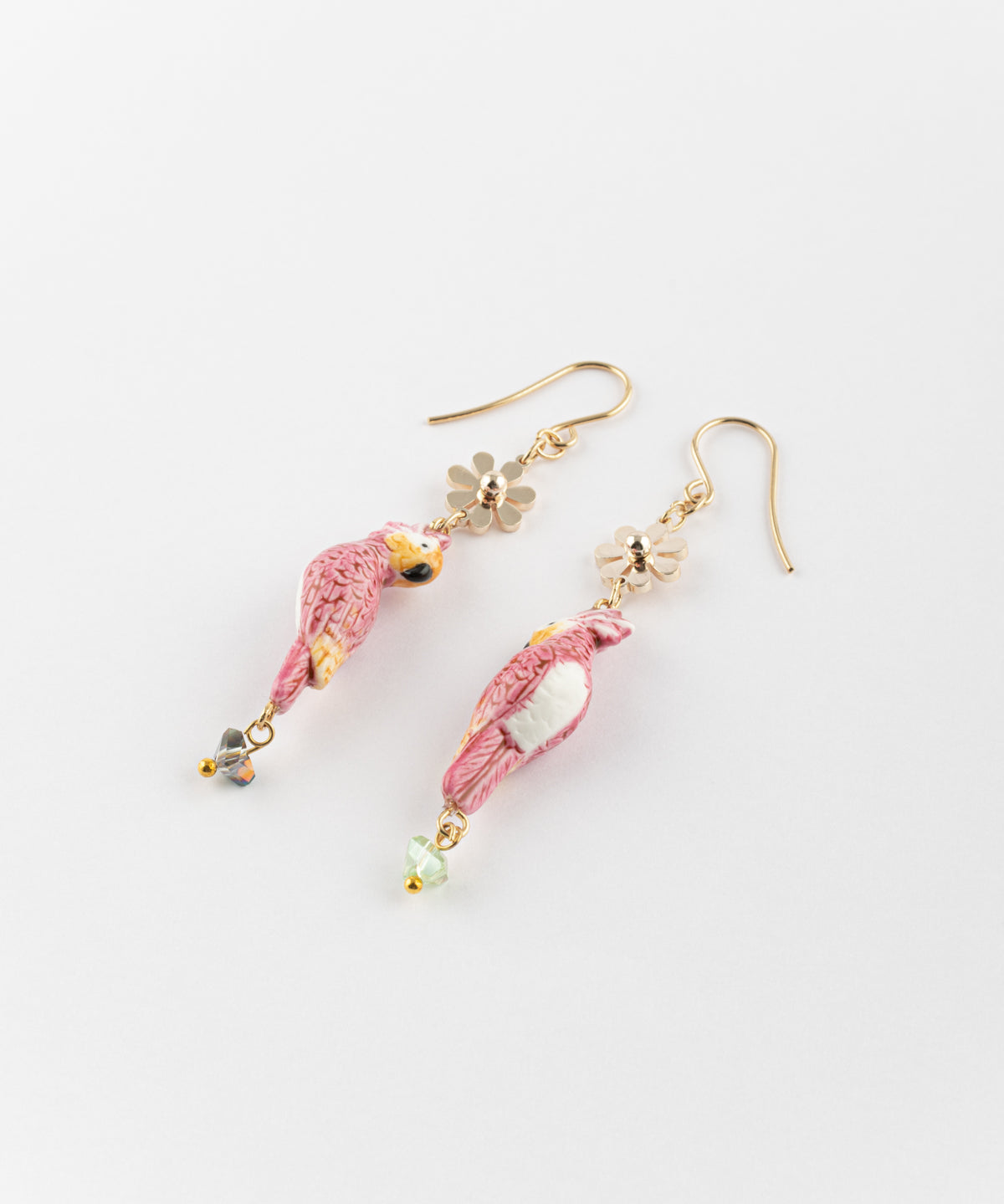 Boucles d'oreilles cacatoès & pampilles