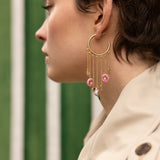 Boucles d'oreilles chaînes chardons et oiseau