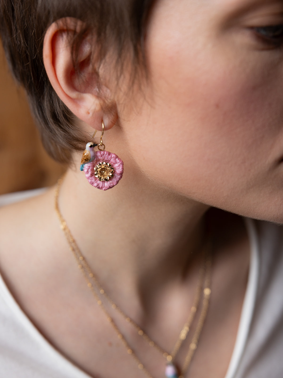 Boucles d'oreilles chardon & oiseau