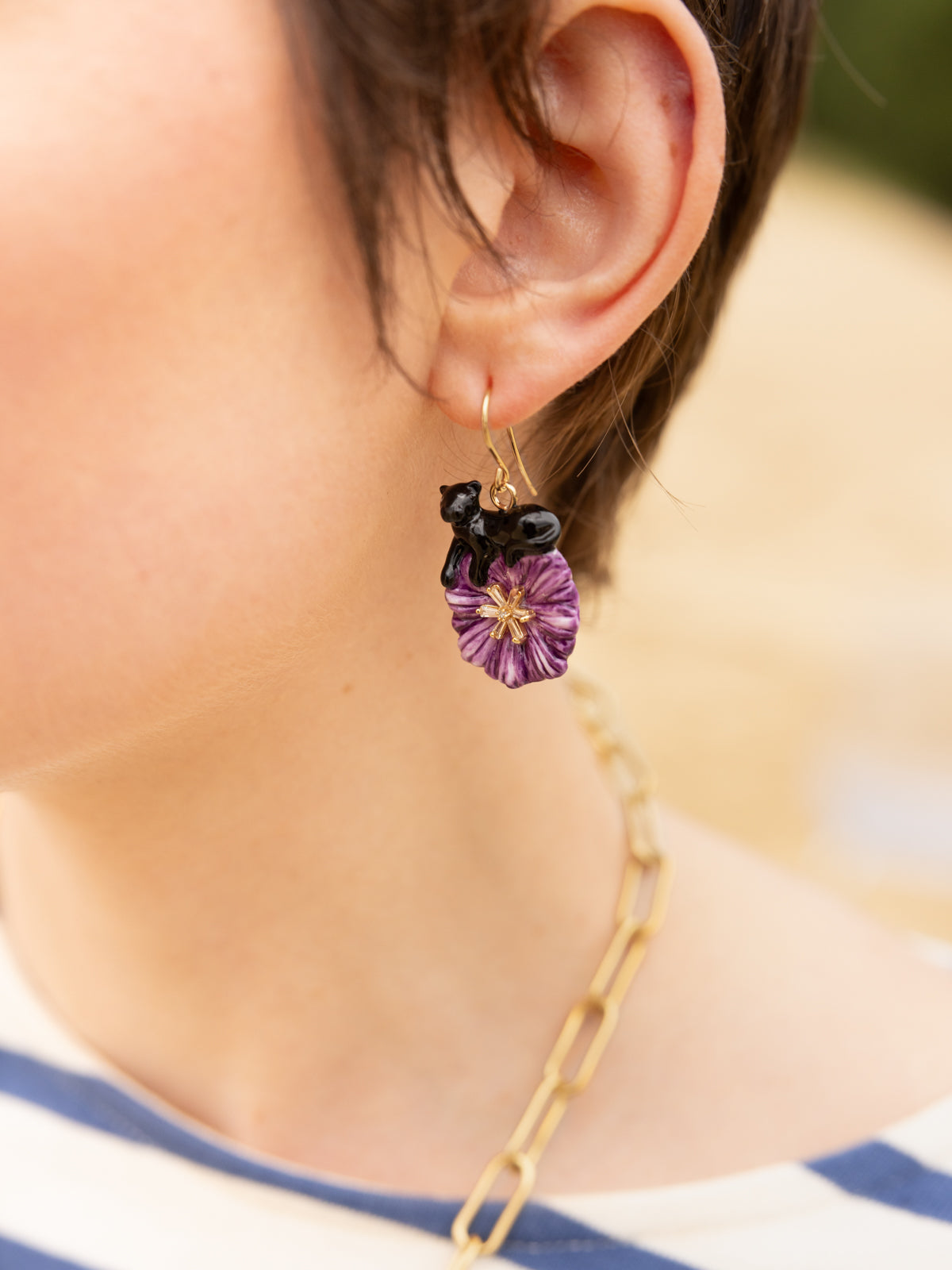 Boucles d'oreilles chardon & panthère noire