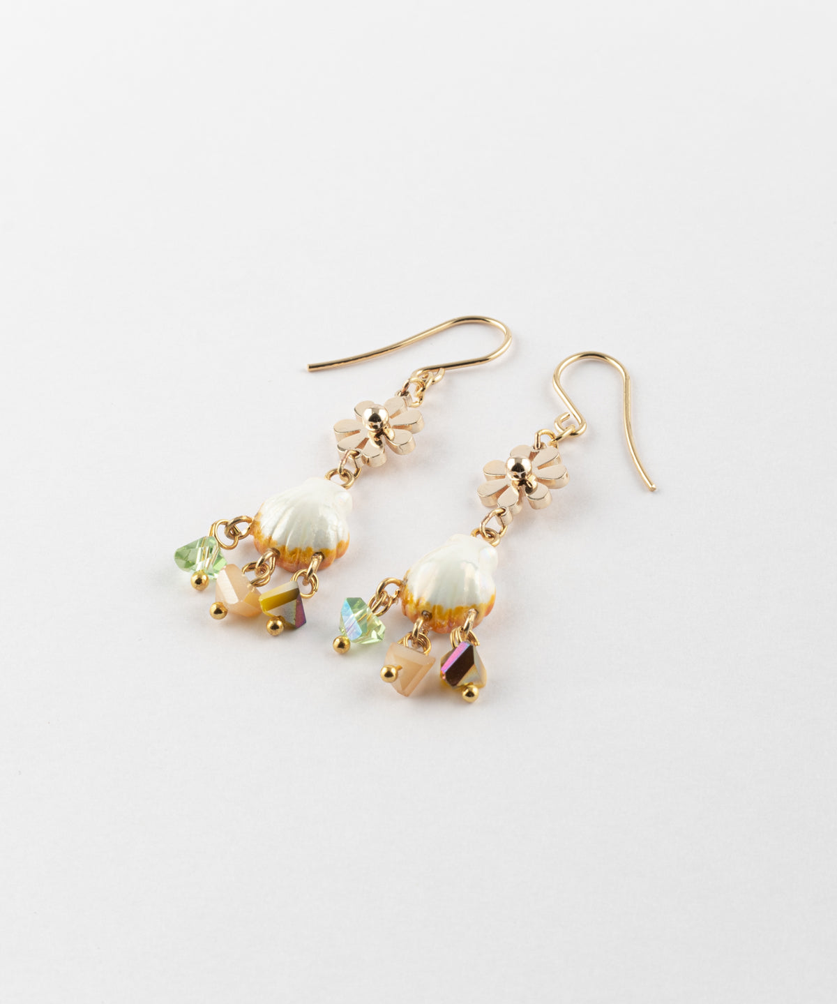 Boucles d'oreilles coquillage & pampilles