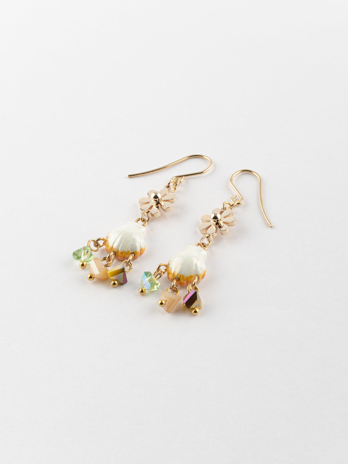 Boucles d'oreilles coquillage & pampilles