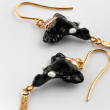 Boucles d'oreilles éléphant d'Asie avec franges