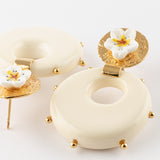 Boucles d'oreilles fleur de poirier & porcelaine cloutée