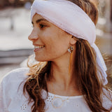 bijou boucles d'oreilles pendantes avec franges animal léopard en porcelaine peinte à la main