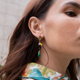 Boucles d'oreilles martelées toucan & jade