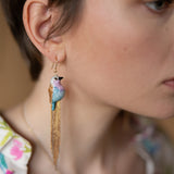 Boucles d'oreilles oiseau à franges