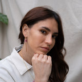 Boucles d'oreilles orchidée rose avec franges