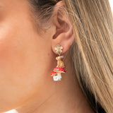 Boucles d'oreilles pendantes lapin et champignons - Il était une fois