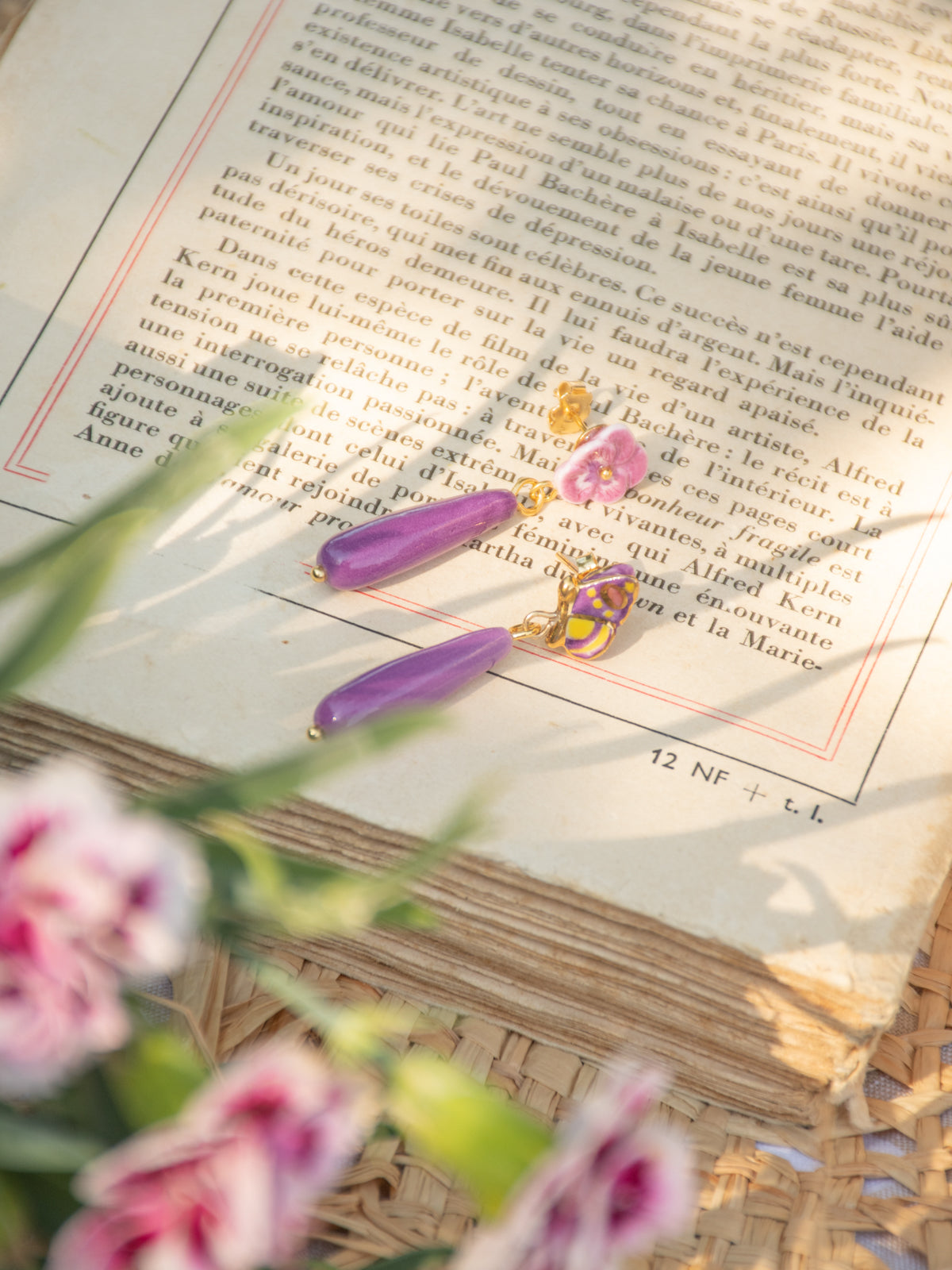 Boucles d'oreilles pensée & goutte