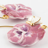 Boucles d'oreilles pensée & papillon