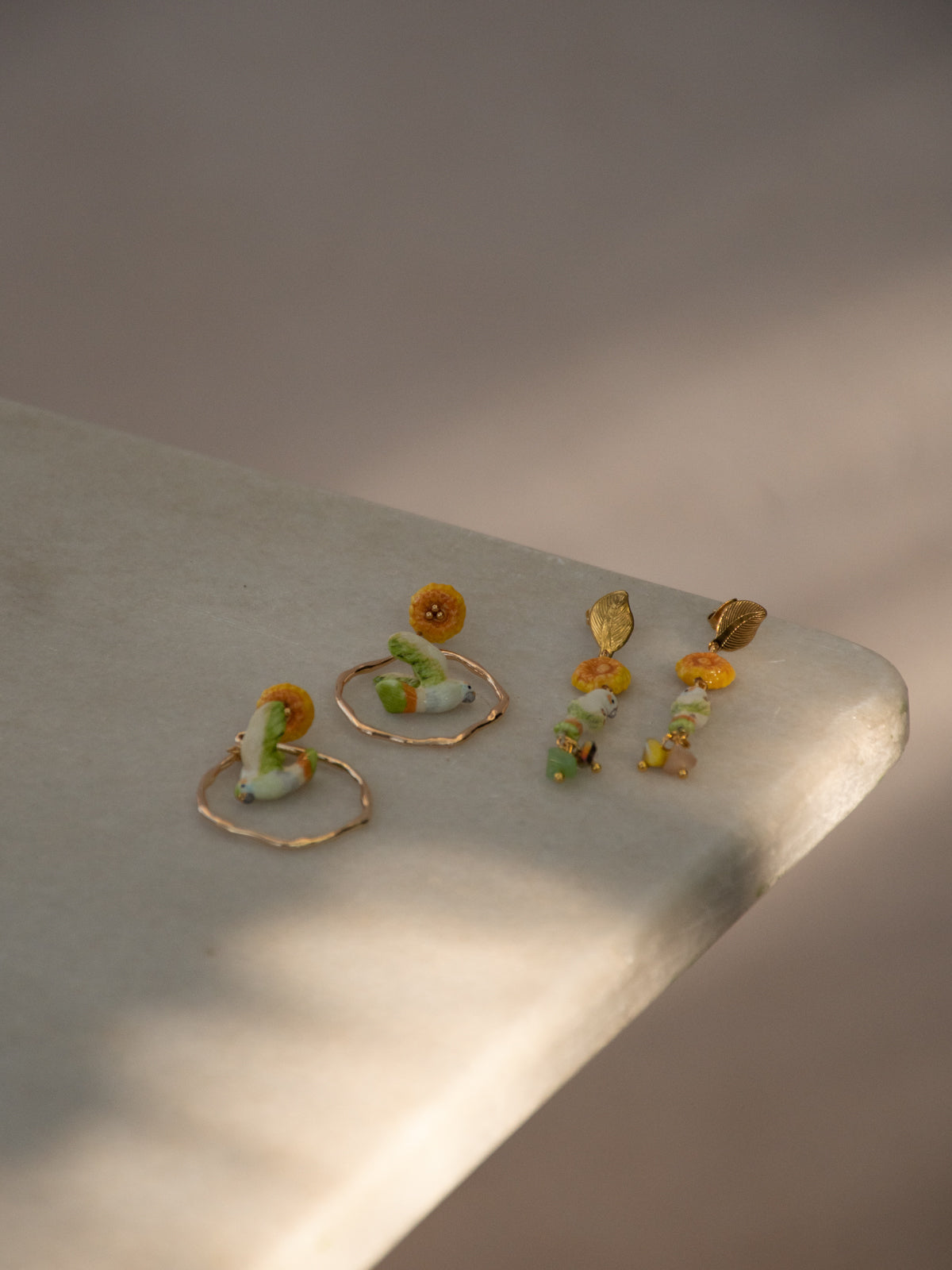 Boucles d'oreilles perruche & pampilles