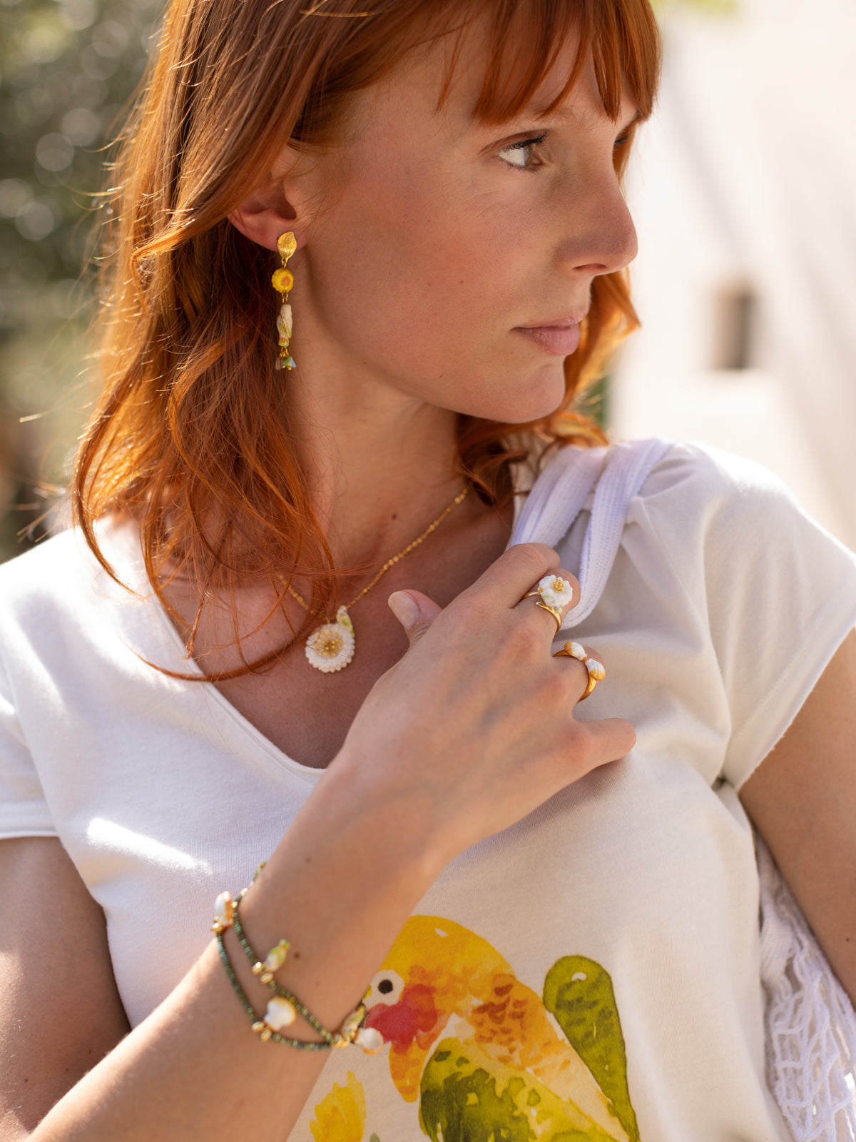 Boucles d'oreilles perruche & pampilles
