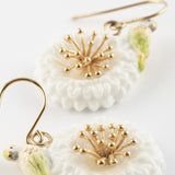 Boucles d'oreilles perruche sur pissenlit blanc