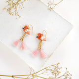 Boucles d'oreilles pompons flamant rose