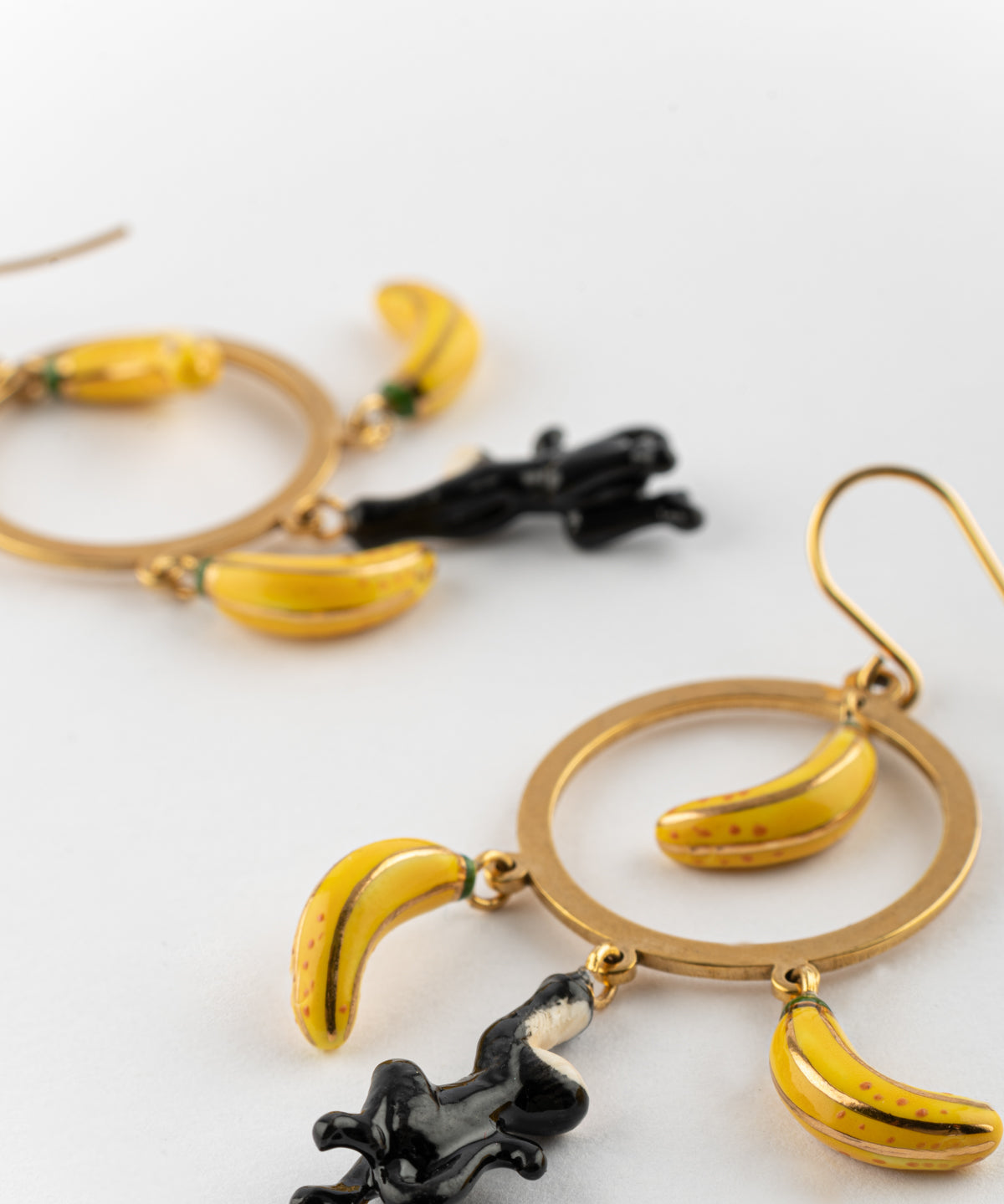 Boucles d'oreilles rondes capucin & bananes
