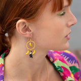 Boucles d'oreilles rondes capucin & bananes