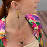 Boucles d'oreilles rondes capucin & bananes