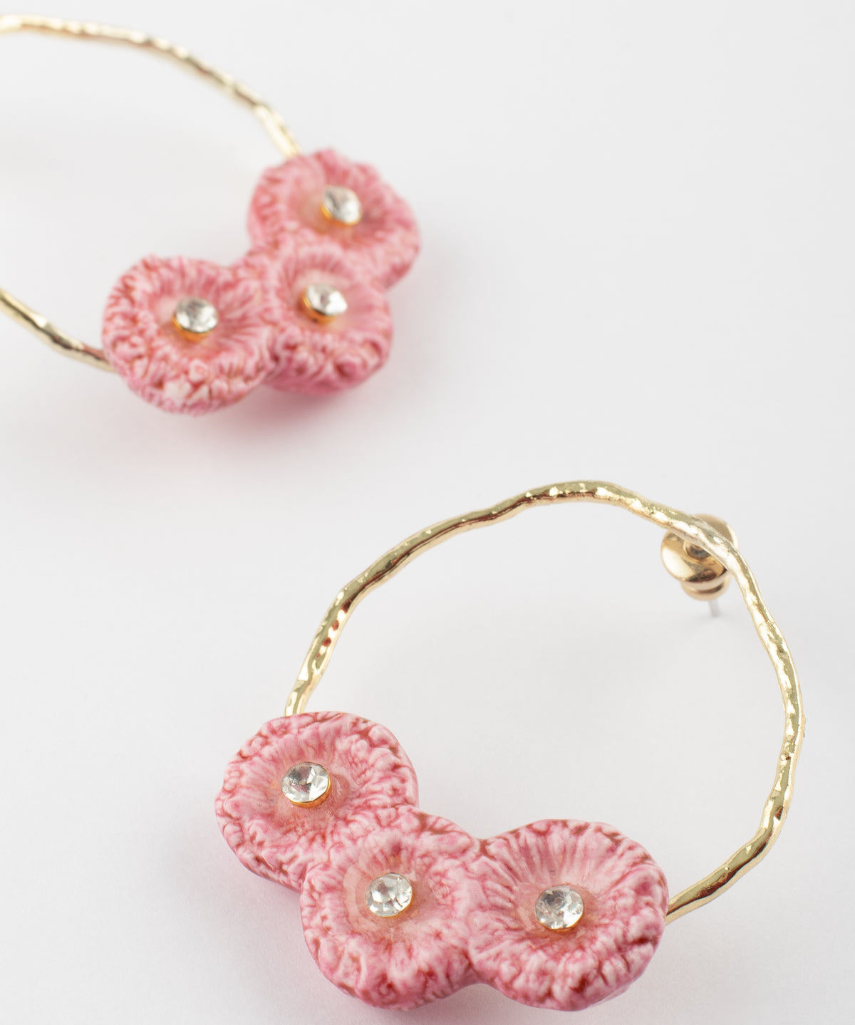 Boucles d'oreilles rondes chardons roses