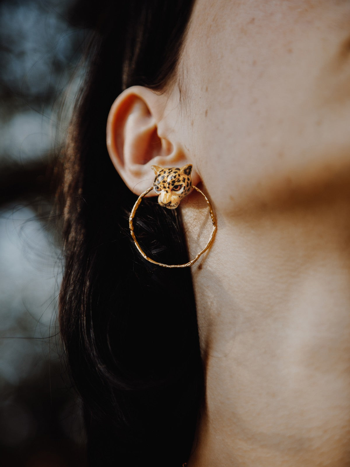 Boucles d'oreilles rondes léopard