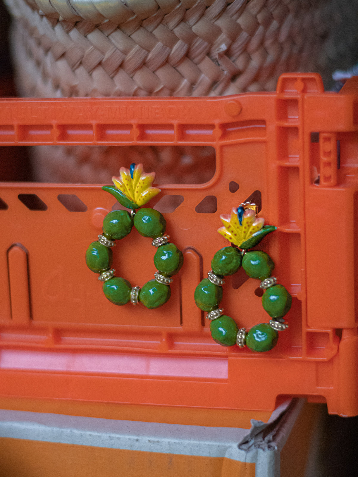 Boucles d'oreilles rondes oiseau de paradis