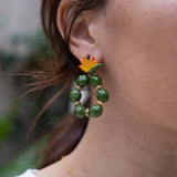 Boucles d'oreilles rondes oiseau de paradis